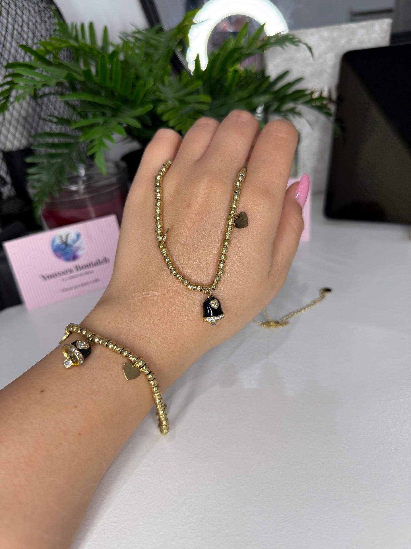 Collana Campana nera gold